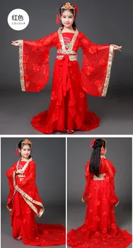 Senovės kinų kostiumas tradicinę kinų operą vaikams vaikams mergina dinastijos ming han tang hanfu suknelė vaikų liaudies šokių kostiumas