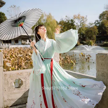 Senovės Kostiumas Moterims Derliaus Siuvinėjimo Jin Dinastijos Pasakų Hanfu Kinijos Liaudies Šokių Suknelė Elegantiškas Princesė Festivalis Outsuits