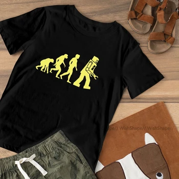 Sheldon T-Shirt Sheldon Roboto Evoliucija Marškinėliai Kawaii trumpomis Rankovėmis Moterims marškinėlius 100 Medvilnės Ponios Tee Marškinėliai