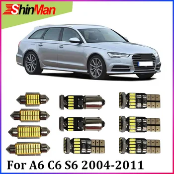 ShinMan 14pcs LED AUTOMOBILIŲ Lengvųjų Automobilių LED Interjero Automobilio apšvietimo Audi A6 C6 S6 Avant FWD LED Vidaus apšvietimo rinkinys 2004-2011 LED Automobilių