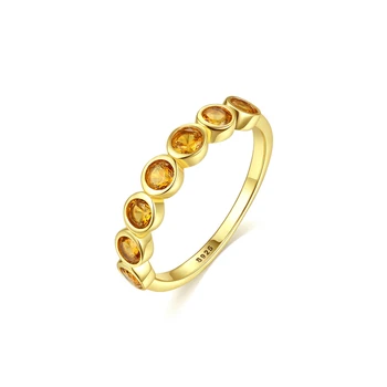 Shipei Prabanga 925 Sterlingas Sidabro Akmuo citrinas rašė Vestuvės Vestuvinis Fine Jewelry 18K Yellow Gold Žiedas Moterims Didmeninės