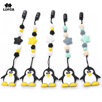 Silikono Kramtyti Pingvinas Žindukas Įrašą Baby Carrier, Žaislai BPA Free Trumpos Grandinės Pakabukas Silikono Granulių Saugos Turėtojas Priedų