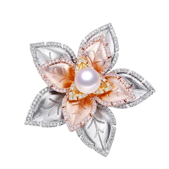 SINZRY naujas kubinis cirkonis gamtos perlas 3 spalvų gėlių sages pin kūrybos megztinis papuošalai aksesuaras moteris