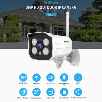Sirhome 3MP HD IP vaizdo Kamera Judesio Aptikimo ir SPINDULIŲ Naktinio Matymo Bullet Kameros H. 265 CCTV Lauko Vandeniui Stebėjimo Kamerą
