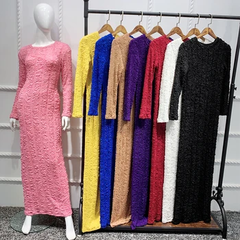Siskakia Žiemos 2020 Maxi Suknelės Moterims Kietas Aukštos Elastinga Megzti Mados Trumpas Turkija, arabų Dubajaus Musulmonų Pagrindas Drabužiai