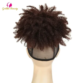 Sluoksniuotos Afro Keistą Garbanotas Raišteliu plaukai surišti į uodegą Su Kirpčiukais Hairpiece Sintetinių Bun Chignon Įrašą Ponis Uodegos Plaukų Pratęsimo
