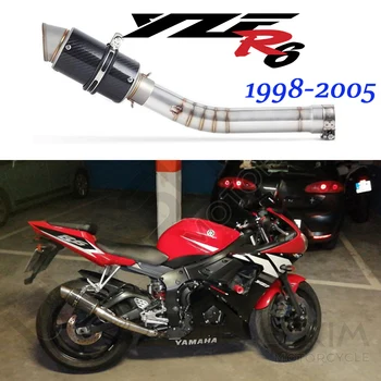 Slydimo Ant yamaha YZF 600 YZF-R6 R6 1998 iki 2005 metų Motociklo Išmetimo Išmetamųjų Pabėgti Duslintuvo Vidurinės Priekiniai Nuorodą Vamzdis