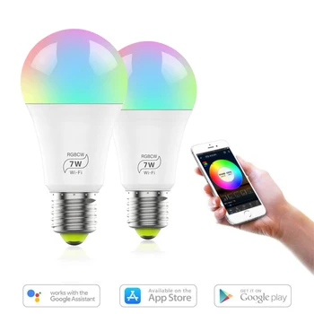 Smart Lempos Balso Kontrolės WiFi Coloful Šviesos diodų (LED šviesos srautą galima reguliuoti RGBW Cool Warm White Spalvotų Dirbti su Alexa, Google 
