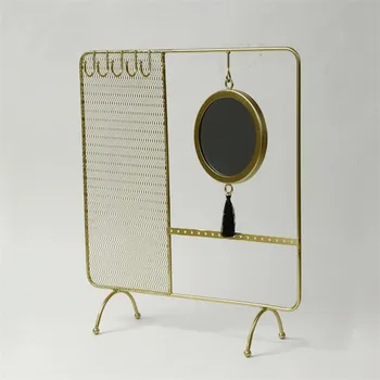 Smulkių metalo papuošalai stalčiuko, karoliai ir auskarai display rack, kūrybos makiažo veidrodis apdaila