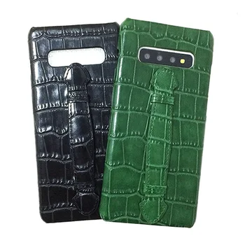 Solque natūralios odos dirželis turėtojas atveju, Samsung Galaxy S10 Plius telefoną atvejais prabanga mielas bambuko plonas hard cover Žalia