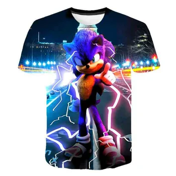 Sonic 3D animacinių filmų, animacinių filmų t-shirt vyrai ir mergaitės drabužiai, vasaros asmenybės trumpas rankovės puikus sonic T-Shirt Viršuje drabužiai