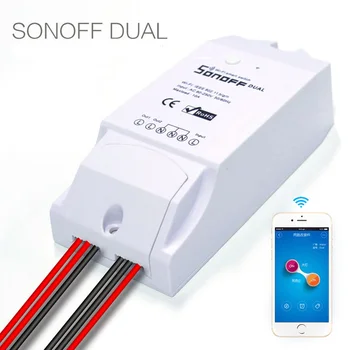 Sonoff Dual 2CH Wifi Šviesos Jungiklis Multi-Prietaisas Kontroliuojamos Jungiklis Kontroliuoti Du Prietaiso Belaidžio Pažangus Jungiklis su Alexa 
