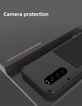Sony Xperia 5 J9210 Atveju Šoko Purvo Įrodymas, Atsparus Vandeniui, Metalo Šarvai Padengti Telefono dėklas Sony Xperia 5 Vandeniui Atveju