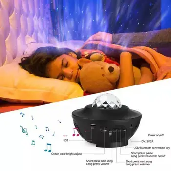 Spalvinga Projektorius Žvaigždėtas Dangus naktį Blueteeth USB Balso Valdyti Muzikos Grotuvą Vaikas Naktį Šviesos Romantiška galaxy projektoriaus Lempa