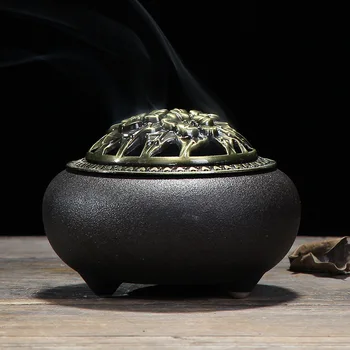 Spalvos jūros vandens keramikos Buda smilkalų bazės vario lydinio senovinių smilkalų degiklis smilkalų sandalmedžio smilkalų mažas