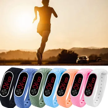 Sporto Laikrodžiai Moterims, Vyrams, Skaitmeninis Displėjus, LED Watch Paprastas Energijos Taupymo Silikono Spalvotų Apyrankių Smart Žiūrėti