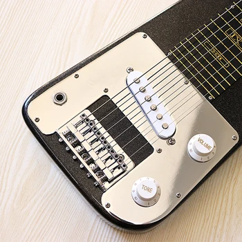 Stock ashwood kūno Havajų gitara, elektrinė gitara 30 colių mini juodas 6 styginiai elektrinė gitara
