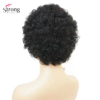 StrongBeauty Afrikos Amerikos Trumpas Keistą Garbanotas Žmogaus Plaukų Perukas Mišinys Minkštas Plaukų moteriški Perukai Juoda