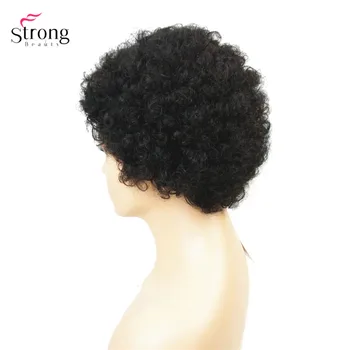 StrongBeauty Afrikos Amerikos Trumpas Keistą Garbanotas Žmogaus Plaukų Perukas Mišinys Minkštas Plaukų moteriški Perukai Juoda