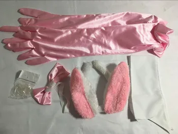 Suaugusiųjų Sexy Lady Pink Bunny Mergina Kostiumas Triušis Mergina Bodysuit Romper Moterų Clubwear Šalies Dėvėti Aprangą