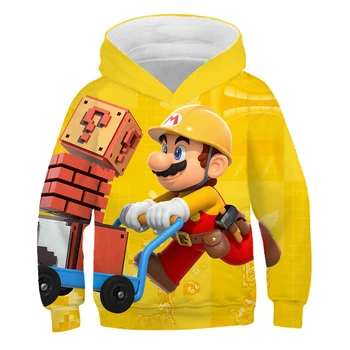 Super Mario Berniukai Hoodies Modelis Rudens Žiemos Outwear Vaikų Megztiniai Vaikams Drabužių Berniukas poliesteris Puloveriai 3-14 Y