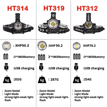 Super XHP90.2 LED Žibintų XHP90 Didelės Galios Žibintas XHP70 LED Žibintai USB 18650 Įkraunamas Žibintas Žibintuvėlis CREE LED XHP50