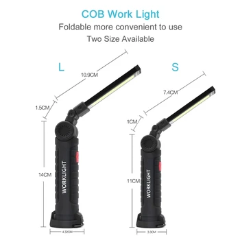 Super Šviesus COB LED Dirbti, Šviesos Remontas Nešiojamų Šviesos USB Įkraunamas Žibintuvėlis Magnetinio Žibintuvėlis su Built-in Baterijos Darbo Žibintas