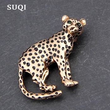 SUQI Naujų Europos ir Amerikos Karšto gyvūnų aukso kalnų krištolas leopard Sagės mados sagė pin moterų 2019 accessorices