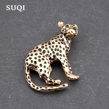 SUQI Naujų Europos ir Amerikos Karšto gyvūnų aukso kalnų krištolas leopard Sagės mados sagė pin moterų 2019 accessorices