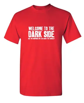 Sveiki atvykę į Tamsiąją Pusę Naujovė Sarkastiškas Suaugusiųjų Juokingi Marškinėliai 2XL Raudona