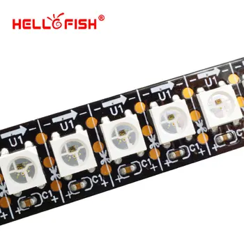 Sveiki Žuvų 1m WS2812B Visą Spalvų Pikselių LED Juostelės 144 LED/m Svajonė Veikia Spalvos LED Juosta Balta/Juoda PCB, Nemokamas Pristatymas