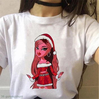 T-shirt moterims Kalėdų drabužių animacinių filmų jade y2k bratz print t-shirt femme vasaros Harajuku marškinėlius Kalėdų tumblr viršūnes tee