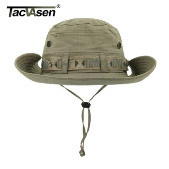 TACVASEN Armijos Vyrai, Taktiniai Snaiperis Skrybėlės Žuvų Kibirą Skrybėlės Boonie Hat Vasaros Saulės Apsaugos Safari Bžūp Karinis Žygis Medžioti Kepurės Kepurės