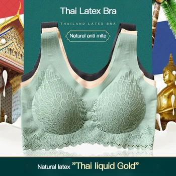 Tailando Latekso 2.0 Apatinių Besiūlių Liemenėlių Moterų Aušinimo Renka Smūgiams Belaidis Padas Minkštas Intymi Vest-stiliaus Nėrinių Grožio Atgal