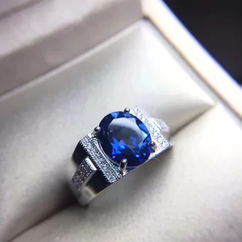Tamsiai mėlynas topazas, vyriški žiedas, 925 sidabras, prabangus atmosfera, graži spalva, greitas pristatymas