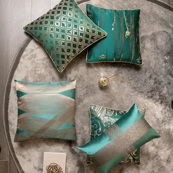 Tamsiai žalios spalvos satino žakardo užvalkalas gyvenimo kambario, miegamasis dekoratyvinės pagalvėlės šviesos prabangus užvalkalas