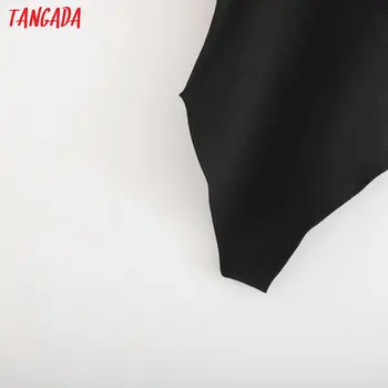 Tangada moterims seksualus akių ruffles rankovėmis juoda bodysuit didelis tampri europos mados kietas marškinėliai playsuit 1D208