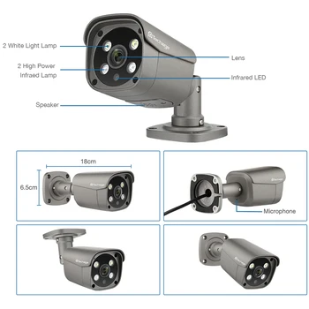 Techage 8CH 5MP POE NVR Saugumo kamerų Sistema AI Žmogaus Aptikimo Dviejų krypčių Garso, IP Kameros, Lauko IR CCTV Vaizdo Stebėjimo Komplektas