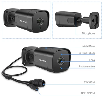 Techege H. 265 4CH 5MP POE Saugumo kamerų Sistema, Rinkinys, Veido Aptikimo IP Kamera Lauko Vandeniui CCTV Vaizdo Stebėjimo NVR RINKINYS