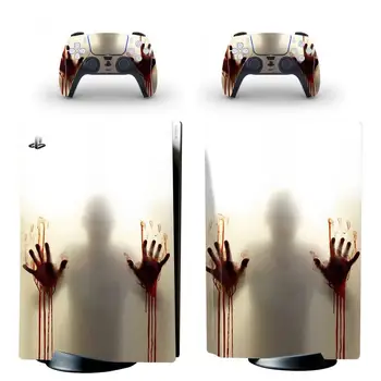 Teroro Stiliaus PS5 Digital Edition Odos Lipdukas Playstation 5 Konsolės Ir 2 Kontroleriai Vinilo Decal Apsaugines Odos 4