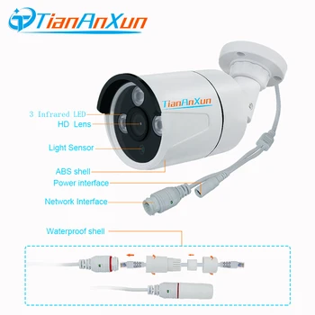Tiananxun poe Ip Kamera Lauko 1080P Saugumo Kamerų poe Vaizdo Stebėjimo 2.0 mp Gatvės Cam Onvif P2P