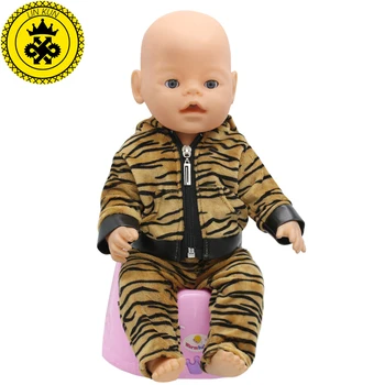 Tigras Striukės ir Kelnių Kostiumas Suknelė Lėlės Drabužiai tinka 43cm Baby Doll Drabužius ir 17inch Lėlės, Aksesuarų, Rankų darbo 186