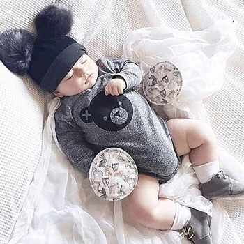 TinyPeople juodasis lokys mielas Kūdikis Bodysuit Medvilnės ilgomis Rankovėmis pavasario naujagimiui Berniukai onesie Merginos jumpsuit bebe kūdikių Drabužiai