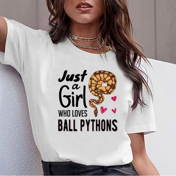 Topai Marškinėliai Moterims tiesiog mergina, kuri myli kamuolys python gyvatė moteriai, Dizainas Black Print Moterų Marškinėlius