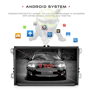TOPSOURCE Automobilio Multimedia Player 9 Colių Android 2 Din Su GPS Wifi RDS Automobilio Radijo VW/Volkswagen/POLO/PASSAT/Golf/Skoda/Fabia