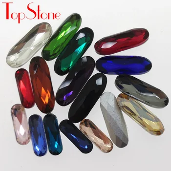TopStone Ilgio Ovalo formos Pointback Kristalų Išgalvotas Akmenys, Stiklas, Cirkonio 5x15mm 7x21mm, 
