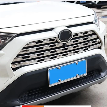 Toyota RAV4 2019 2020 plieno, Sidabro arba Anglies Pluošto Stiliaus Automobilis Galvos Grotelių V Rėmo Apdaila Apdaila Lipdukas Logo Dangtelis Optikos