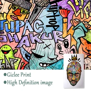 Tupac Shakur Plakatas ir grafika Grafiti Sienos Meno Reperis Karalius 2PAC Tapybos Drobės Gatvės Meną, Kūrybiškumą Kambarį Apdailos Nuotraukas