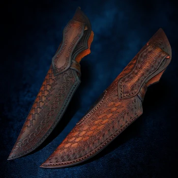 TUREN-Full Tang Damasko Plieno fiksuotu Peilis Lauko Medžioklės Įrankiai Taktiniai Peiliai Raižyti odos Apvalkalas 59-60HRC Kolekcija