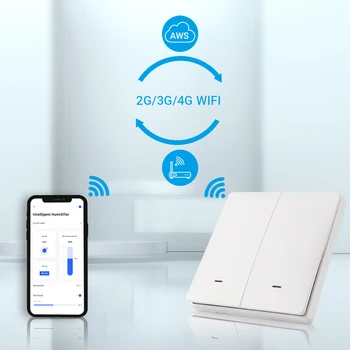 Tuya Smart Switch WiFi paspausk Mygtuką prie Sienos Šviesos Jungikliai ES AC 90V 250V Nėra Neutralus Belaidžio Kontrolė Suderinama Alexa 